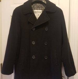 Aeropostale Men's Double Breasted Black Pea Coat